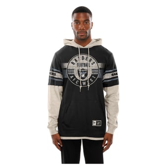 Men's New Era  Black Las Vegas Raiders Twofer Layered Long Sleeve Hooded T-Shirt