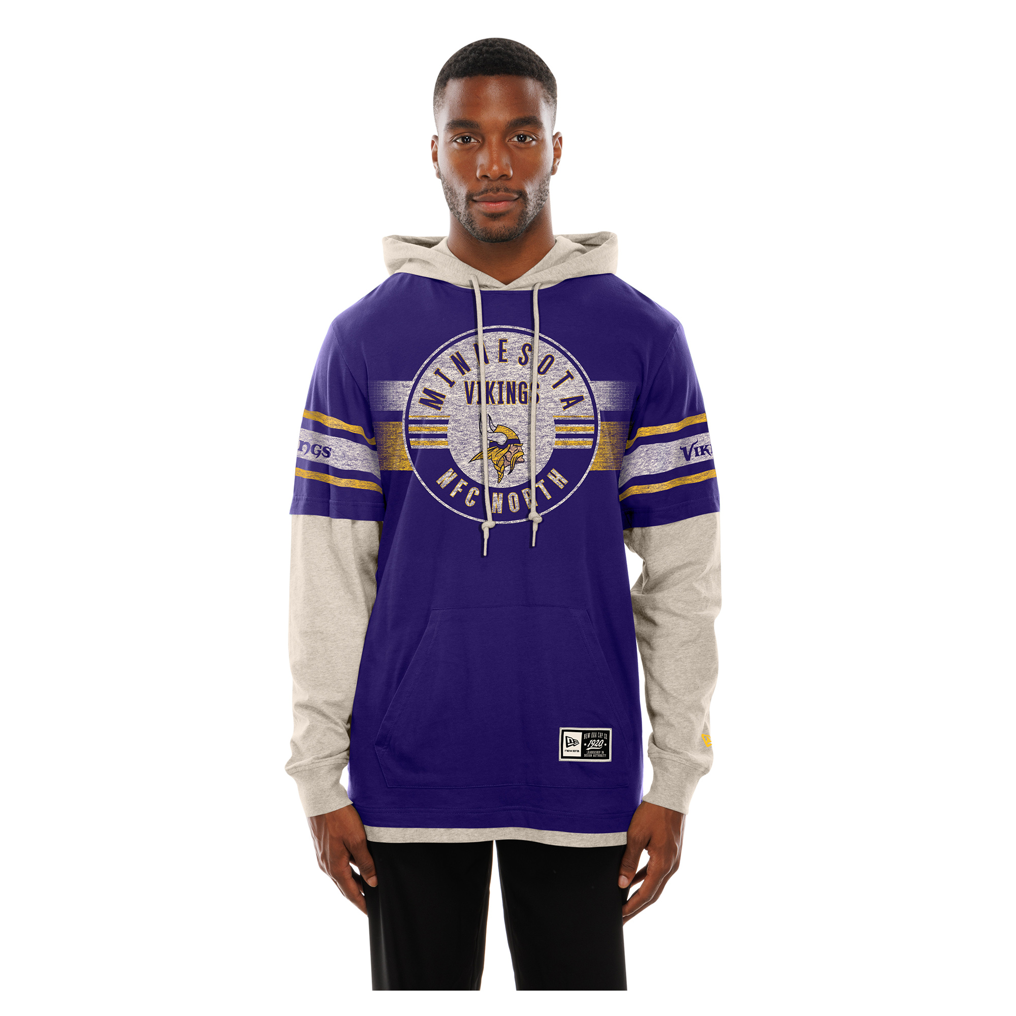 Men's New Era  Purple Minnesota Vikings Twofer Layered Long Sleeve Hooded T-Shirt