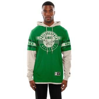 Men's New Era  Kelly Green Philadelphia Eagles Twofer Layered Long Sleeve Hooded T-Shirt