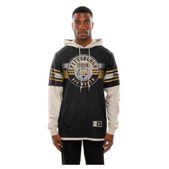 Men's New Era  Black Pittsburgh Steelers Twofer Layered Long Sleeve Hooded T-Shirt