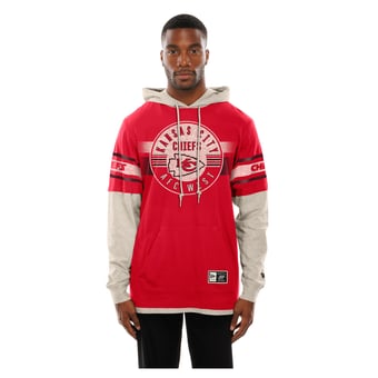 Men's New Era  Red Kansas City Chiefs Twofer Layered Long Sleeve Hooded T-Shirt