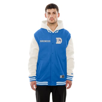Men's New Era Royal/Cream Denver Broncos Full-Snap Fleece Hooded Jacket
