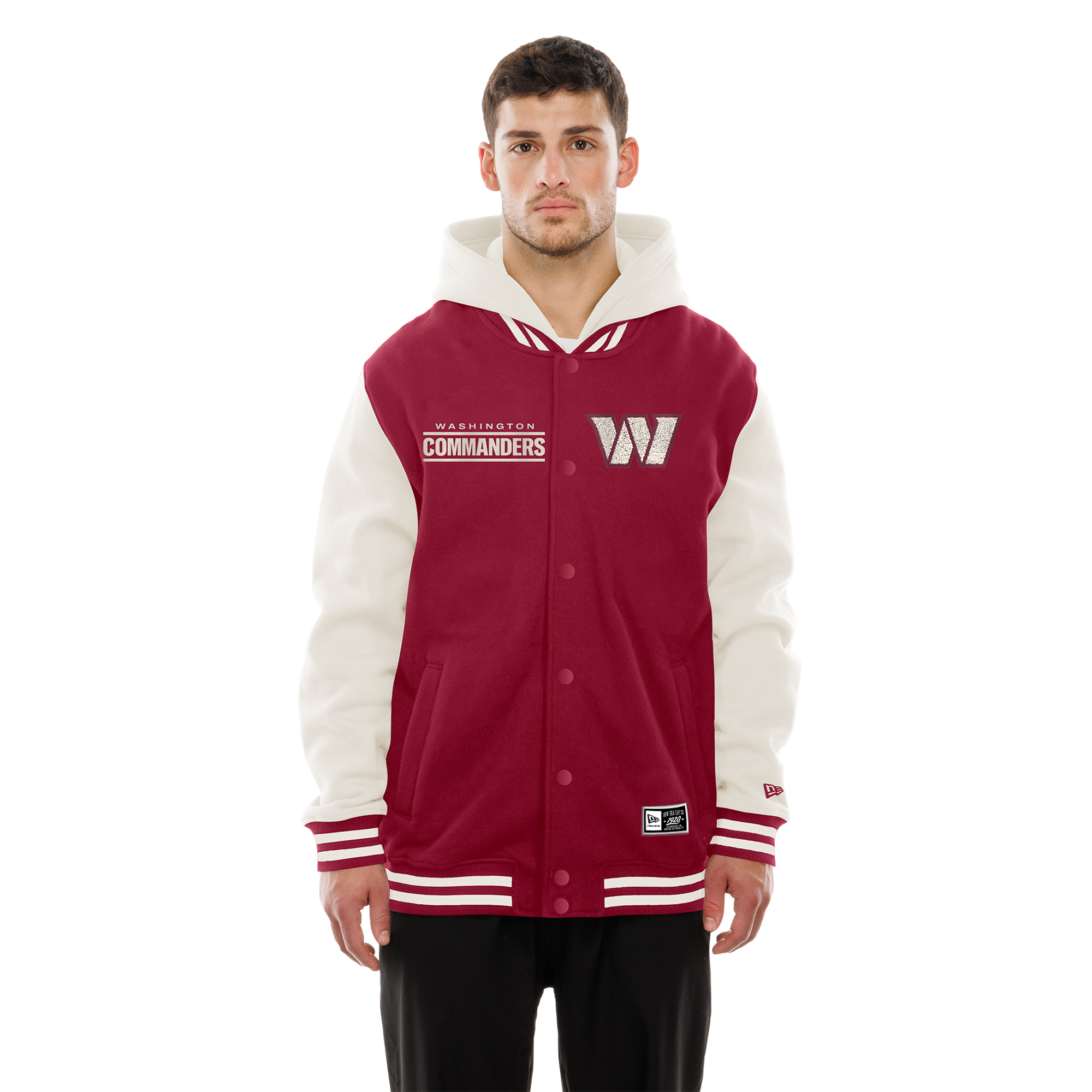 New Era Men's Burgundy/Cream Washington Commanders Full-Snap Fleece Hooded Jacket - Burgundy, Cream