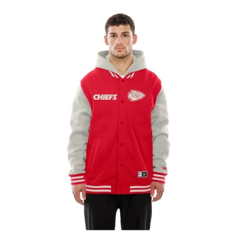 Men's New Era  Red/Gray Kansas City Chiefs Full-Snap Fleece Hooded Jacket