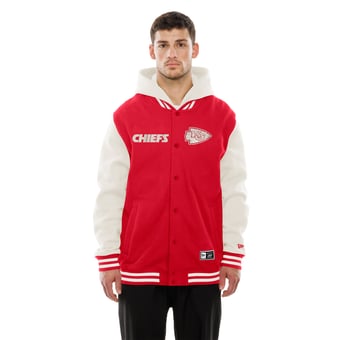Men's New Era Red/Cream Kansas City Chiefs Full-Snap Fleece Hooded Jacket