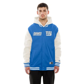 Men's New Era Royal/Cream New York Giants Full-Snap Fleece Hooded Jacket