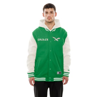 Men's New Era Kelly Green/Cream Philadelphia Eagles Full-Snap Fleece Hooded Jacket