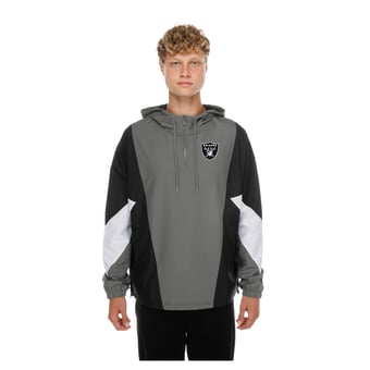 Men's New Era  Charcoal Las Vegas Raiders Quarter-Zip Windbreaker Jacket