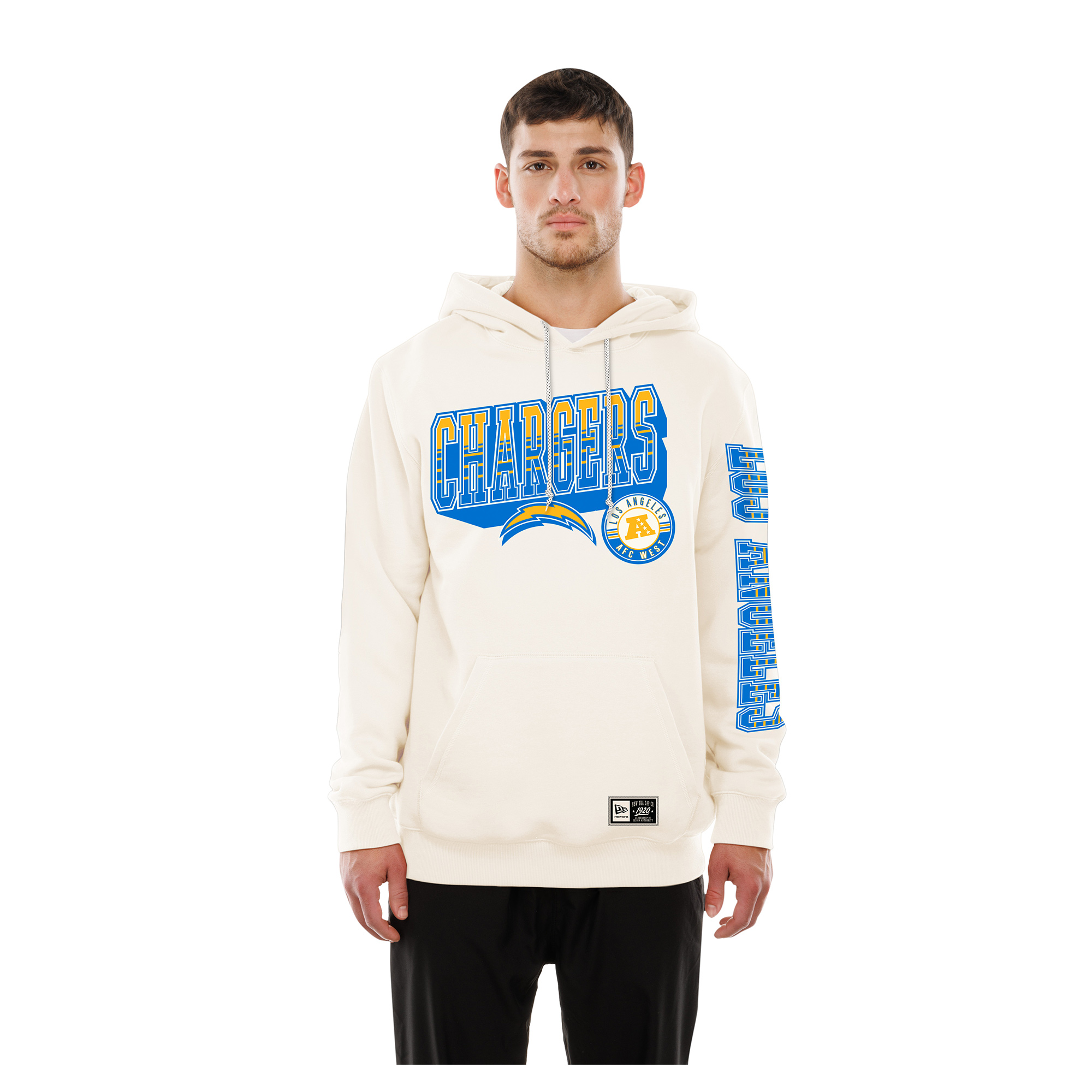Men's New Era  Cream Los Angeles Chargers Dune Dust Hoodie