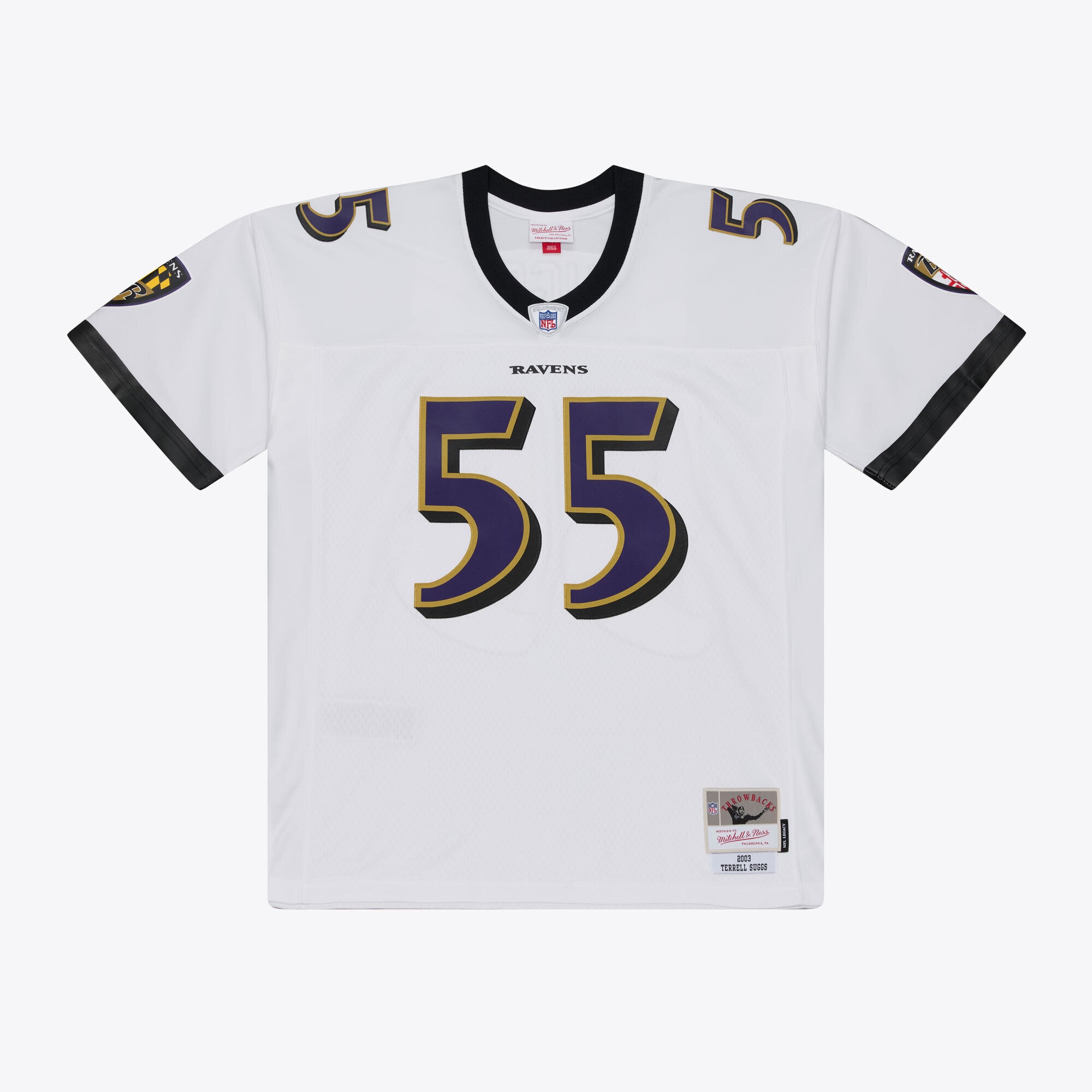 Men’s Mitchell & Ness Terrell Suggs White Baltimore Ravens 2003 Legacy Replica Player Jersey Men’s Mitchell & Ness Terrell Suggs White Baltimore Ravens 2003 Legacy Replica Player Jersey