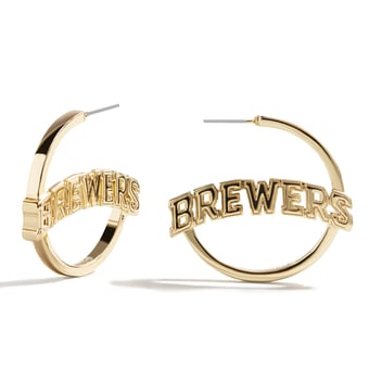 BaubleBar  Milwaukee Brewers Wordmark Hoop Earrings