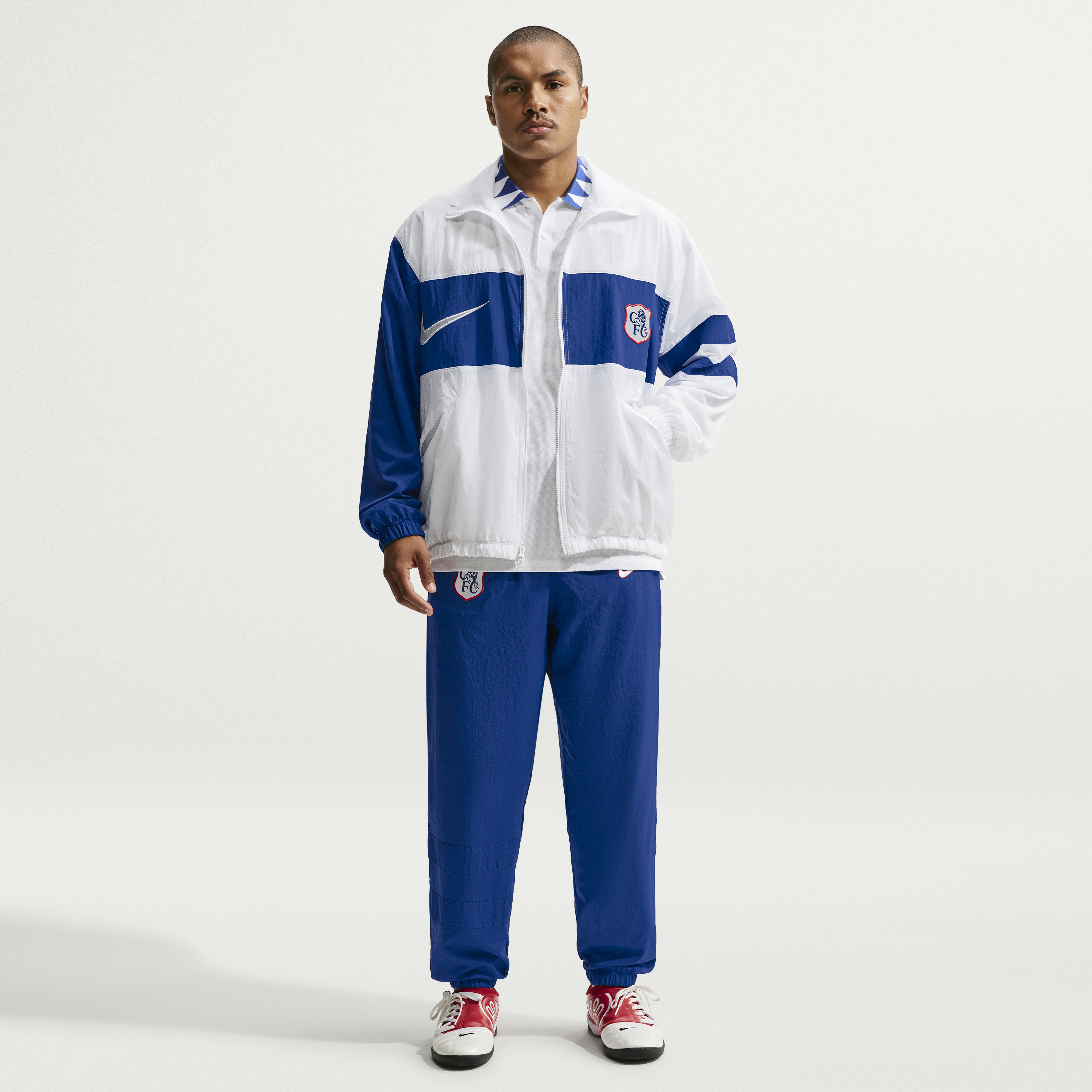 Men's Nike White/Blue Chelsea Third i96 Full-Zip Track Jacket