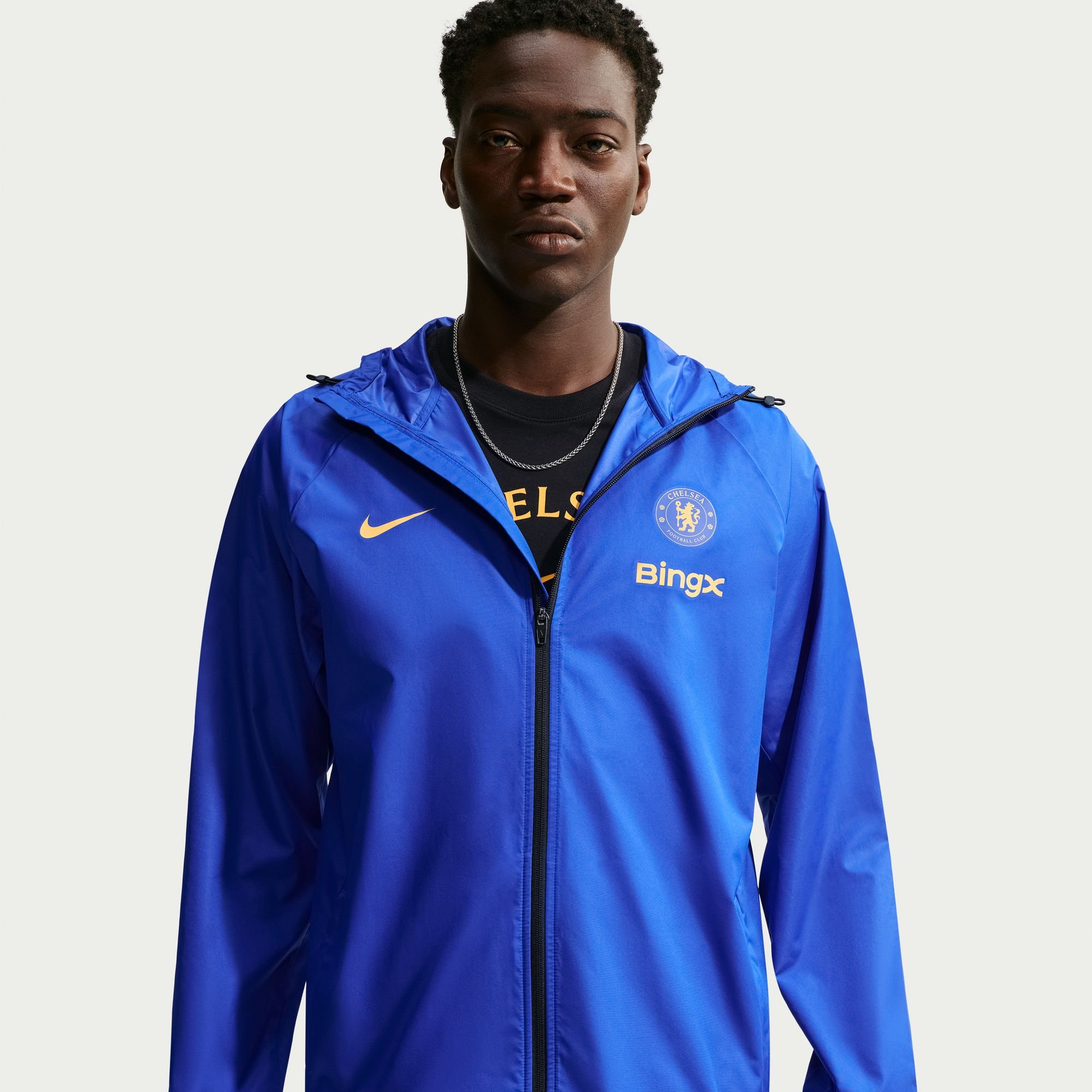 Men's Nike  Blue Chelsea Storm-FIT Raglan Hooded Rain Jacket