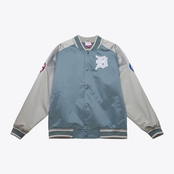 Men's Mitchell & Ness  Gray Detroit Tigers Thunderstorm Head Coach Lightweight Satin Full-Snap Jacket