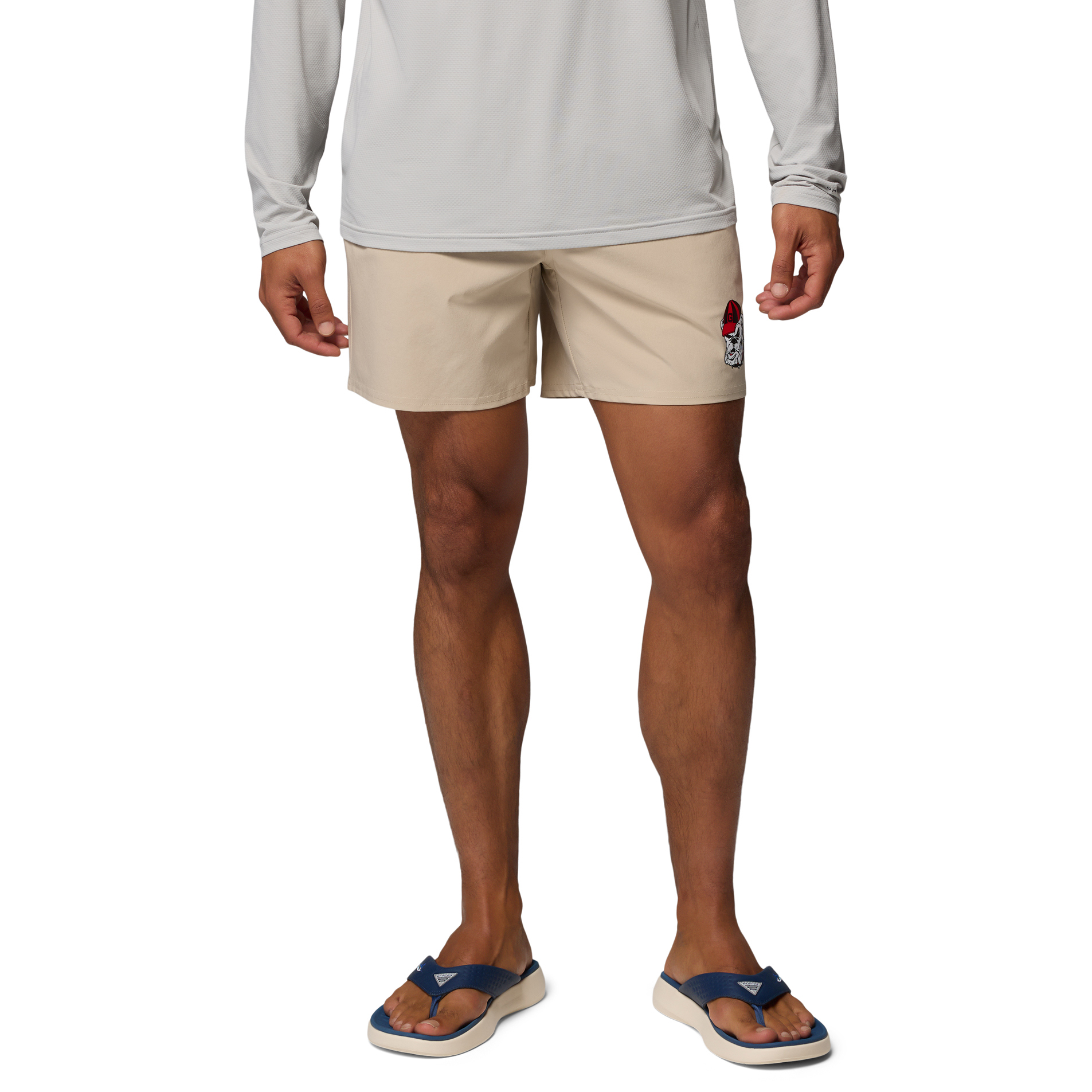 Men's Columbia  Natural Georgia Bulldogs PFG Terminal Roamer™ Omni-Shade™ Stretch Shorts