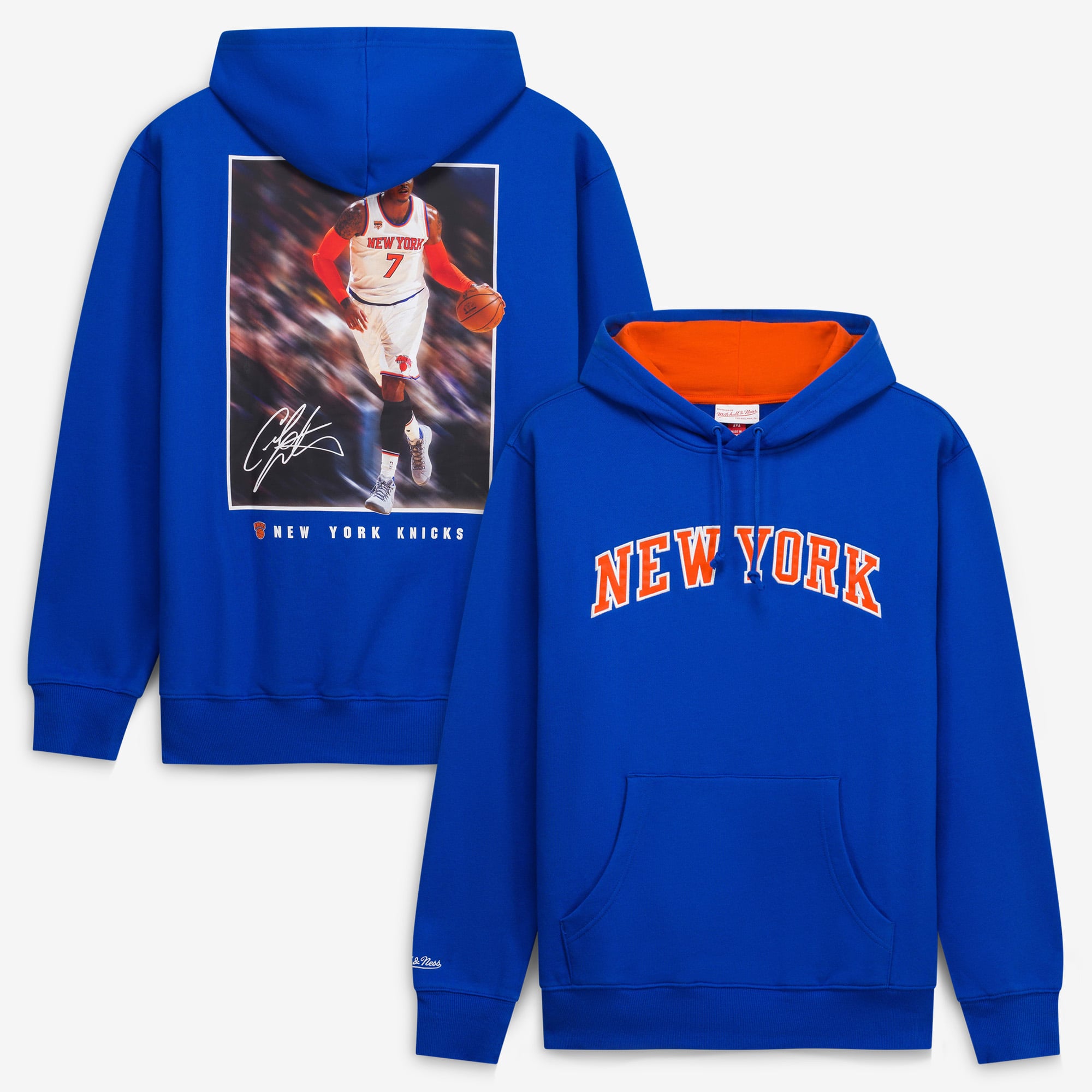 Men's Mitchell & Ness Carmelo Anthony Blue New York Knicks Player Fleece Hoodie