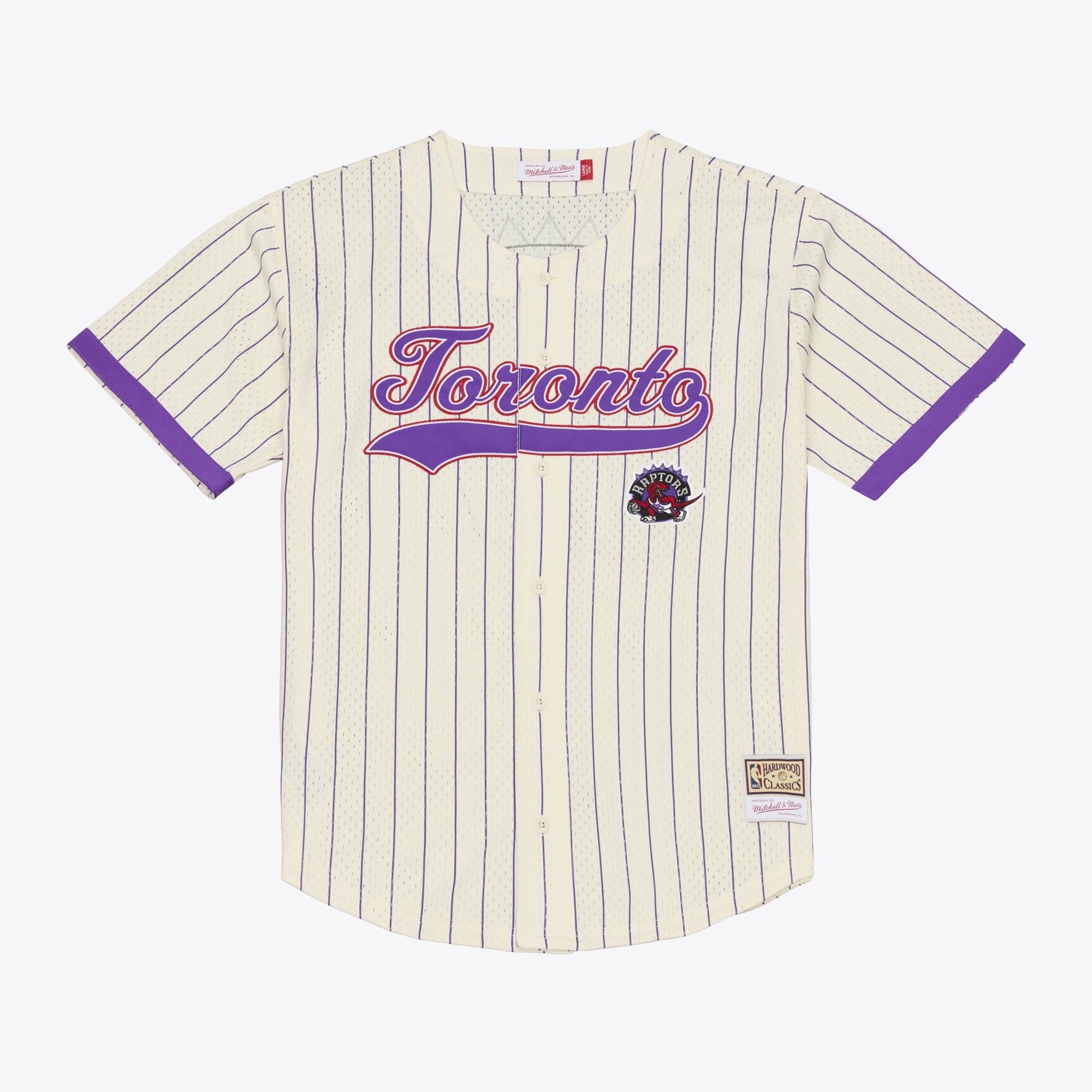 Men's Mitchell & Ness Vince Carter Cream Toronto Raptors Player Mesh Button-Front Jersey
