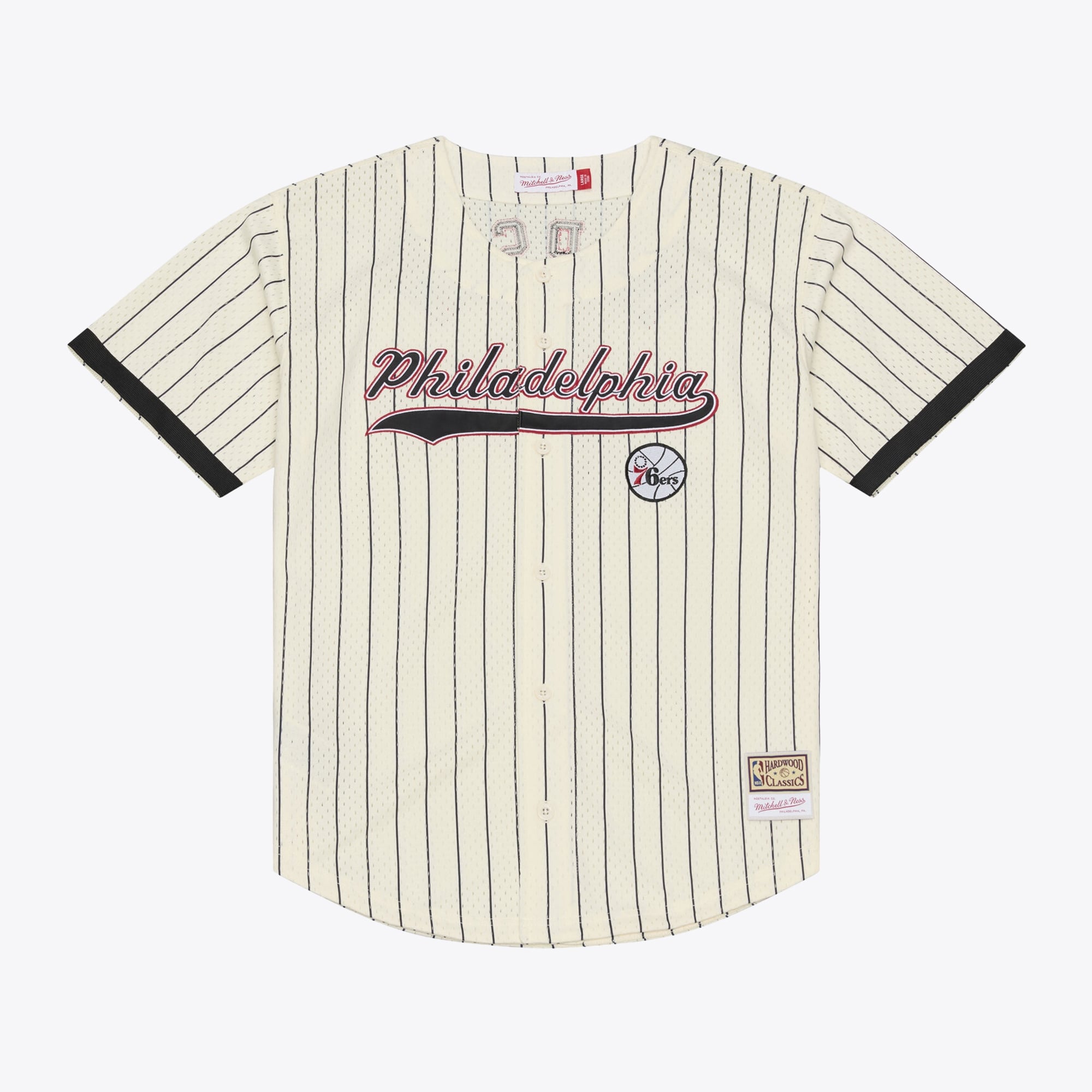 Men's Mitchell & Ness Allen Iverson Cream Philadelphia 76ers Player Mesh Button-Front Jersey