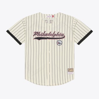 Men's Mitchell & Ness Allen Iverson Cream Philadelphia 76ers Player Mesh Button-Front Jersey