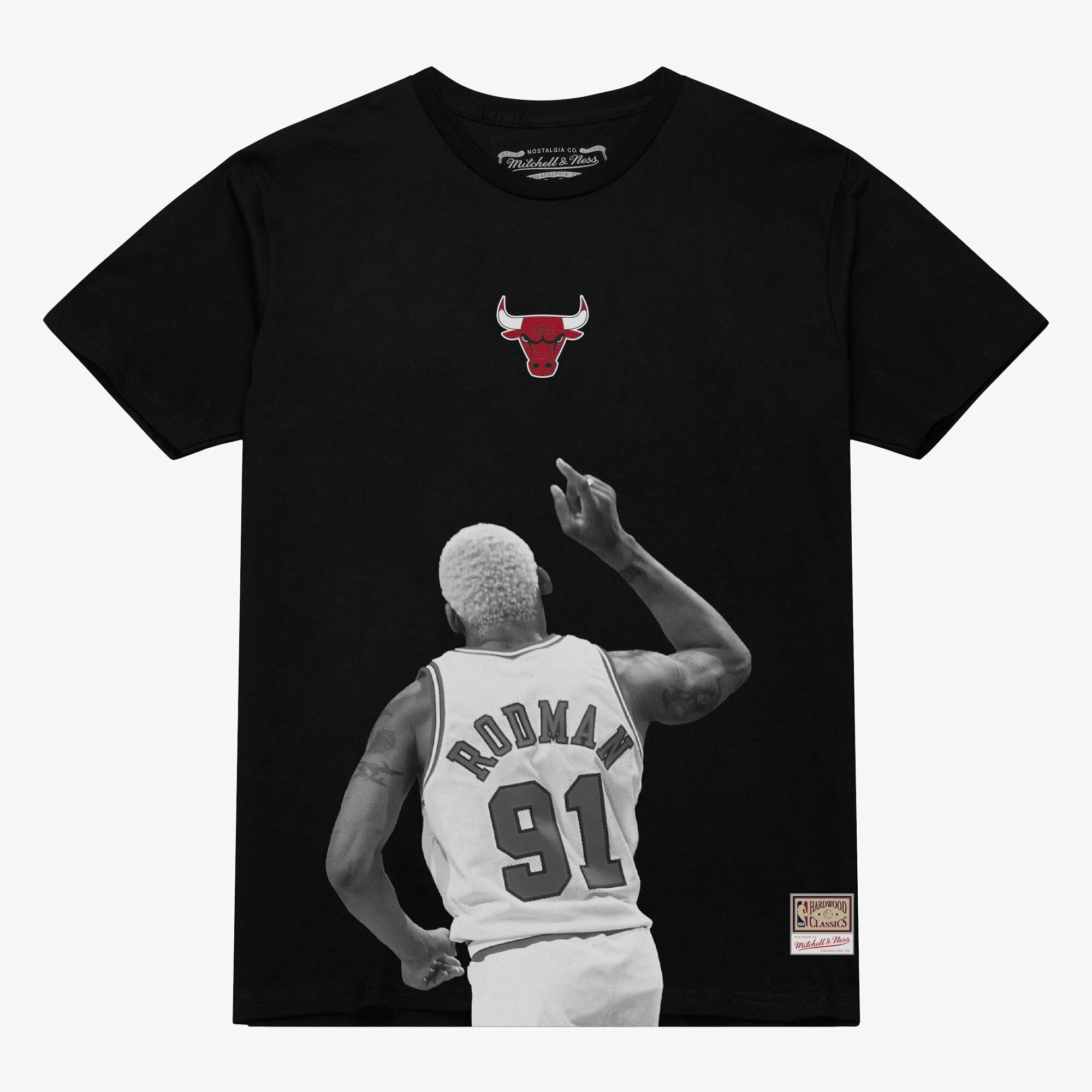 Men's Mitchell & Ness Dennis Rodman Black Chicago Bulls Hardwood Classics Player T-Shirt