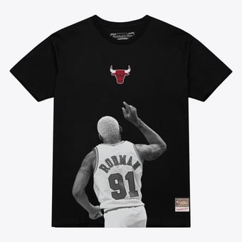 Men's Mitchell & Ness Dennis Rodman Black Chicago Bulls Hardwood Classics Player T-Shirt