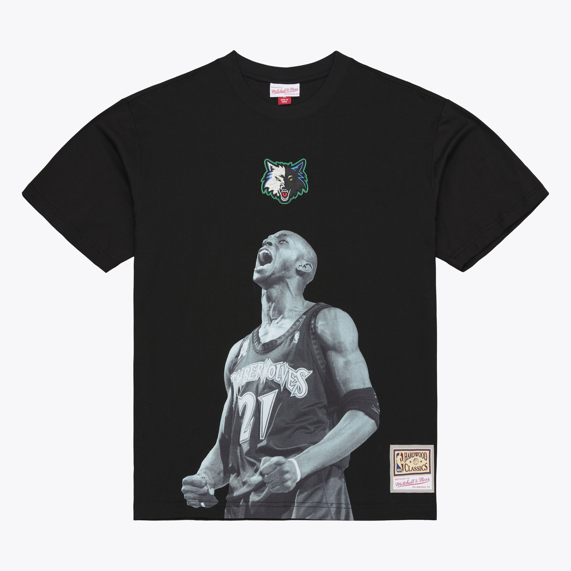 Mitchell & Ness Men's Kevin Garnett Black Minnesota Timberwolves Hardwood Classics Player T-Shirt - Black