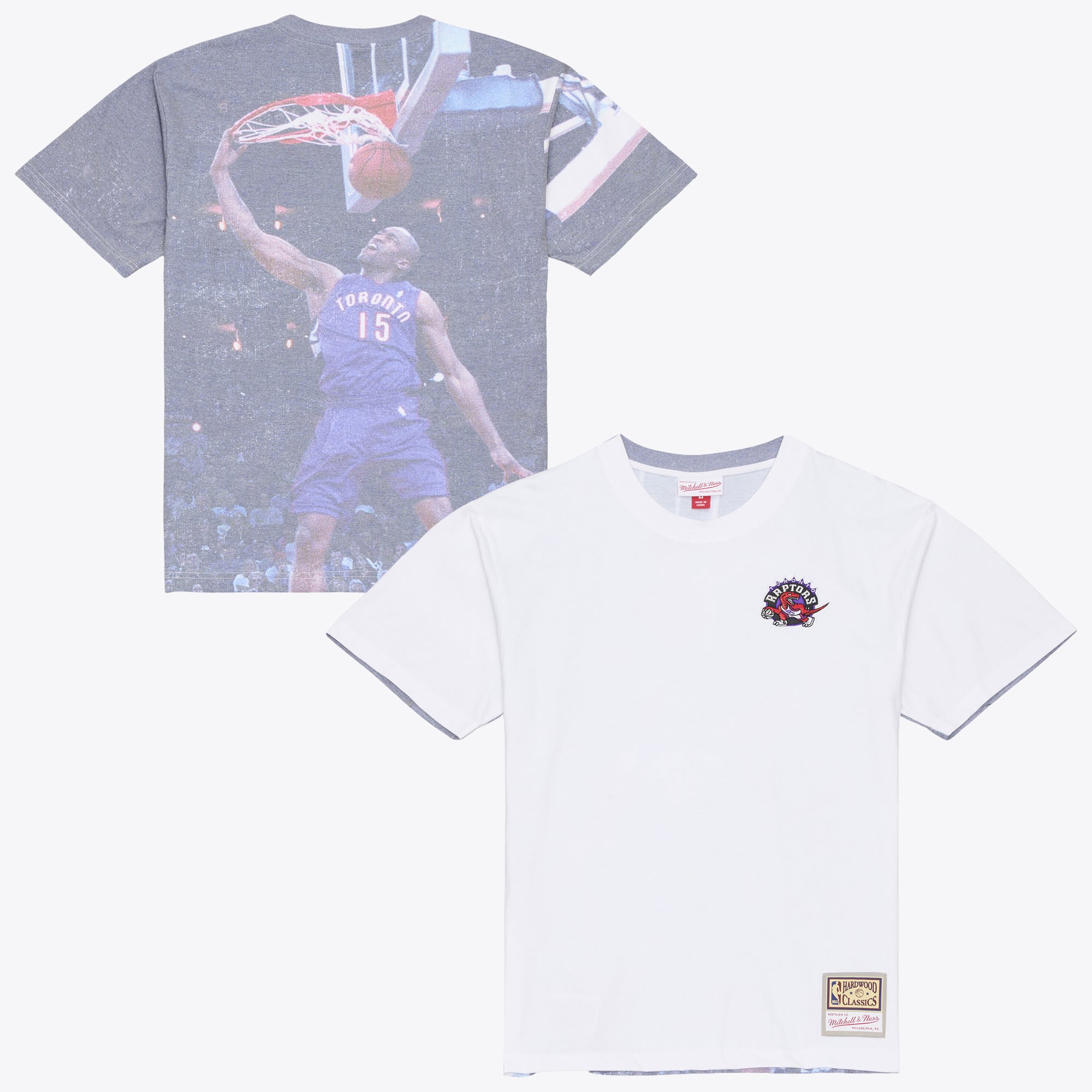 Men's Mitchell & Ness Vince Carter White Toronto Raptors Hardwood Classics Player Sublimated T-Shirt