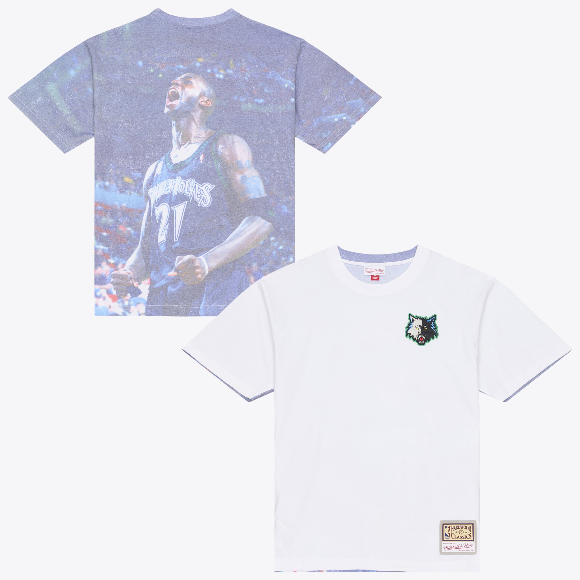 Men's Mitchell & Ness Kevin Garnett White Minnesota Timberwolves Hardwood Classics Player Sublimated T-Shirt