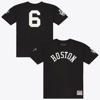 Men's Mitchell & Ness Bill Russell Black Boston Celtics Hardwood Classics Name & Number Classic T-Shirt