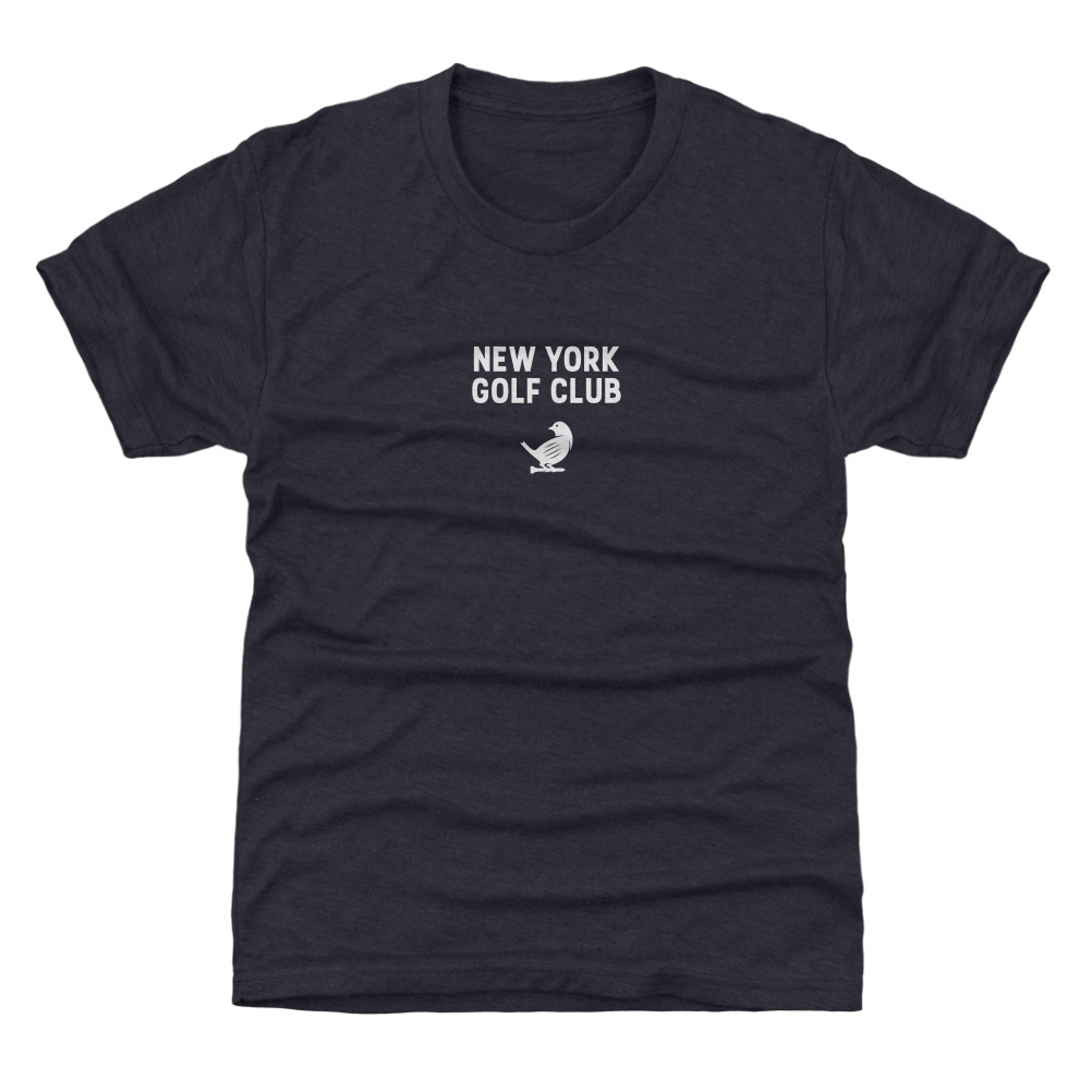 Youth 500 Level Navy New York Golf Club Small Birdie Wordmark T-Shirt Youth 500 Level Navy New York Golf Club Small Birdie Wordmark T-Shirt
