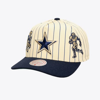 Men's Mitchell & Ness Cream/Navy Dallas Cowboys Retro Roots Stripe Pro Adjustable Hat
