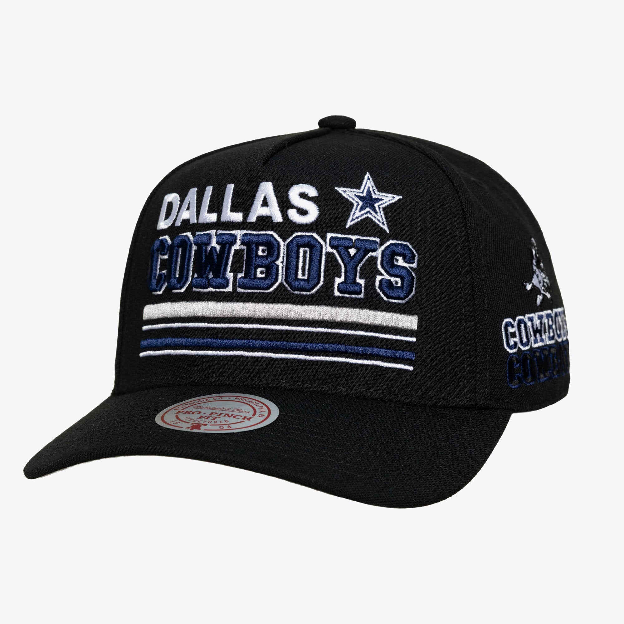 Men's Mitchell & Ness Black Dallas Cowboys Triple Play Pro Pinch Snapback Hat