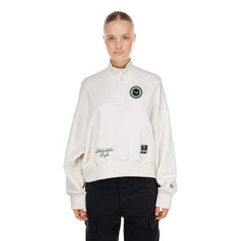 Women's New Era  Cream Philadelphia Eagles Academic Quarter-Zip Pullover