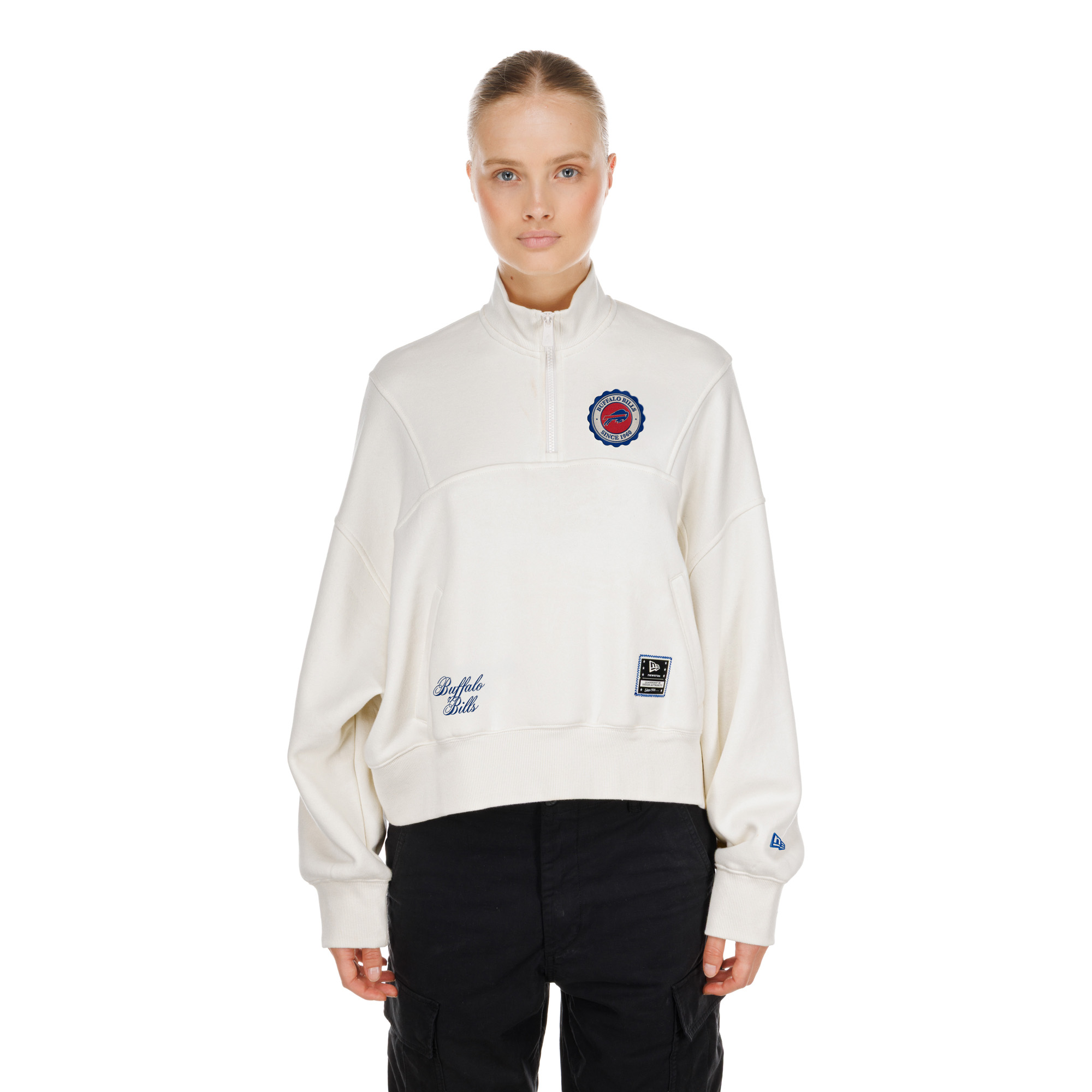Women's New Era  Cream Buffalo Bills Academic Quarter-Zip Pullover