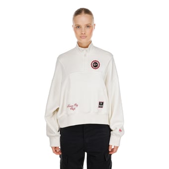 Women's New Era  Cream Kansas City Chiefs Academic Quarter-Zip Pullover