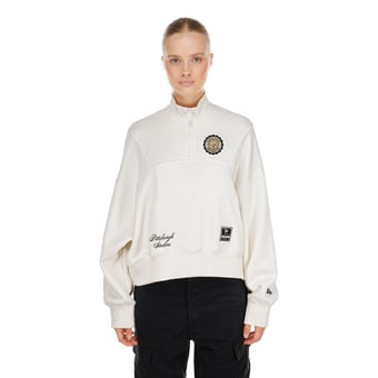 Women's New Era  Cream Pittsburgh Steelers Academic Quarter-Zip Pullover