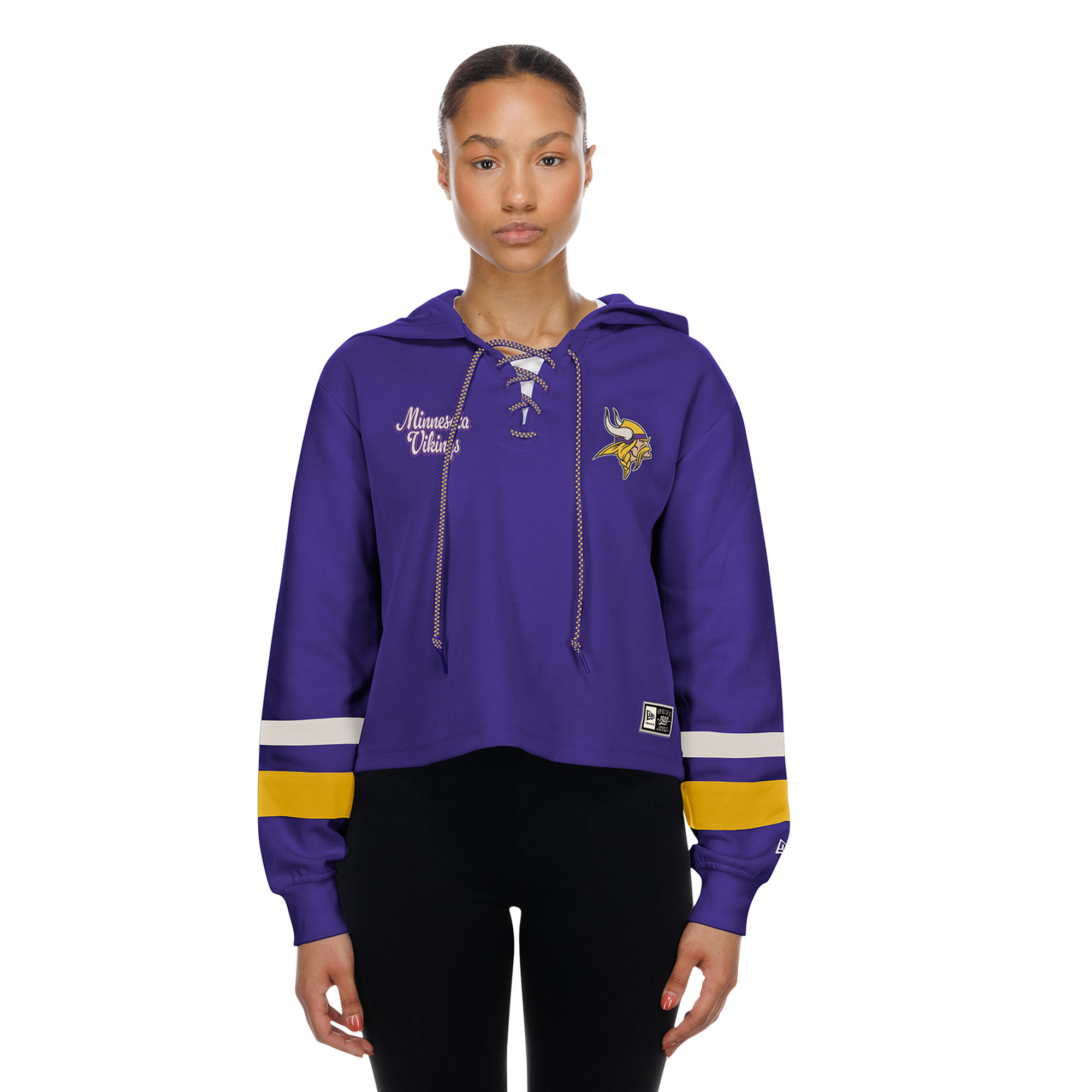 Women's New Era Purple Minnesota Vikings Throwback Lace-Up Hoodie
