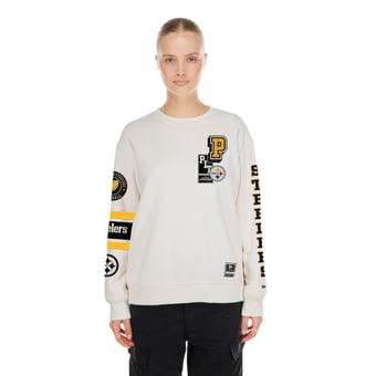 Women's New Era  Cream Pittsburgh Steelers Academic Crewneck Sweatshirt