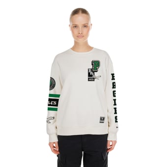 Women's New Era  Cream Philadelphia Eagles Academic Crewneck Sweatshirt