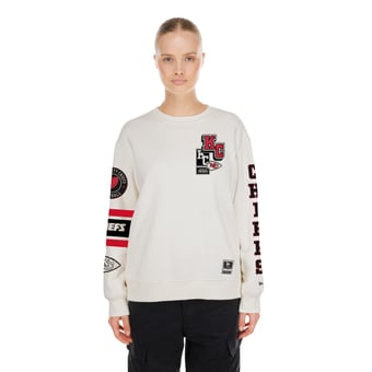 Women's New Era  Cream Kansas City Chiefs Academic Crewneck Sweatshirt