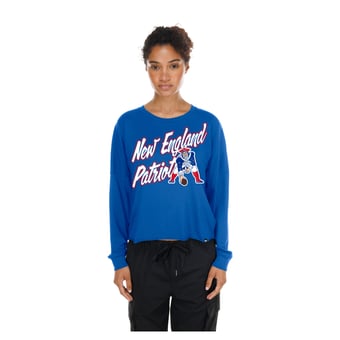 Women's New Era  Royal New England Patriots Cropped Oversized Long Sleeve T-Shirt