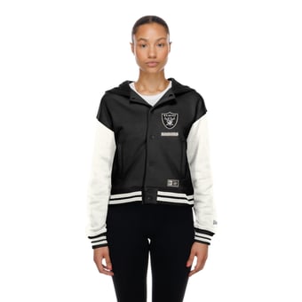 Women's New Era  Las Vegas Raiders Black Throwback Full-Snap Hooded Jacket