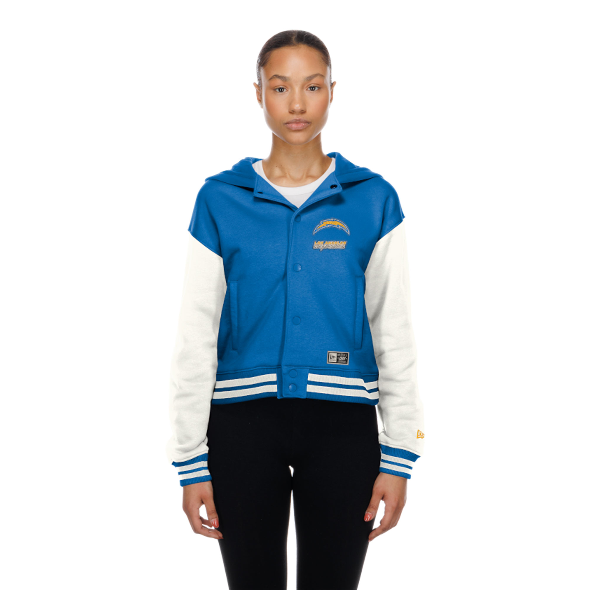 New Era Women's Los Angeles Chargers Powder Blue Throwback Full-Snap Hooded Jacket - Powder Blue