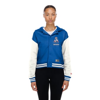 Women's New Era  New England Patriots Royal Throwback Full-Snap Hooded Jacket