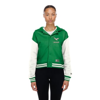 Women's New Era  Philadelphia Eagles Kelly Green Throwback Full-Snap Hooded Jacket