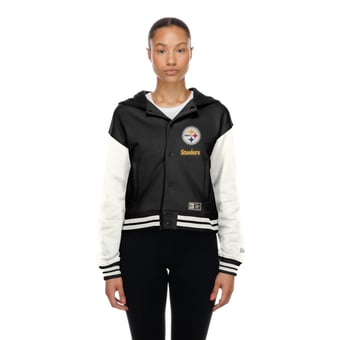 Women's New Era  Pittsburgh Steelers Black Throwback Full-Snap Hooded Jacket