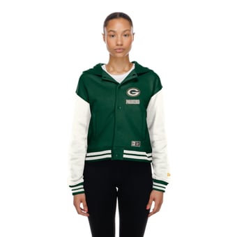 Women's New Era  Green Bay Packers Green Throwback Full-Snap Hooded Jacket