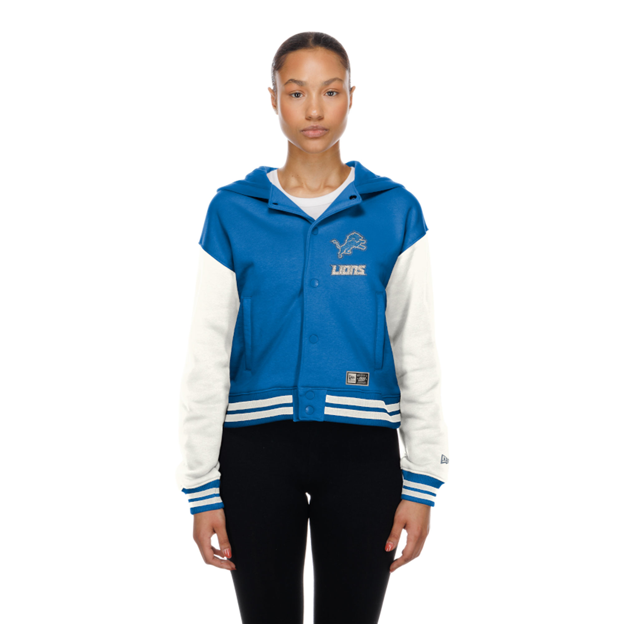 Women's New Era  Detroit Lions Blue Throwback Full-Snap Hooded Jacket