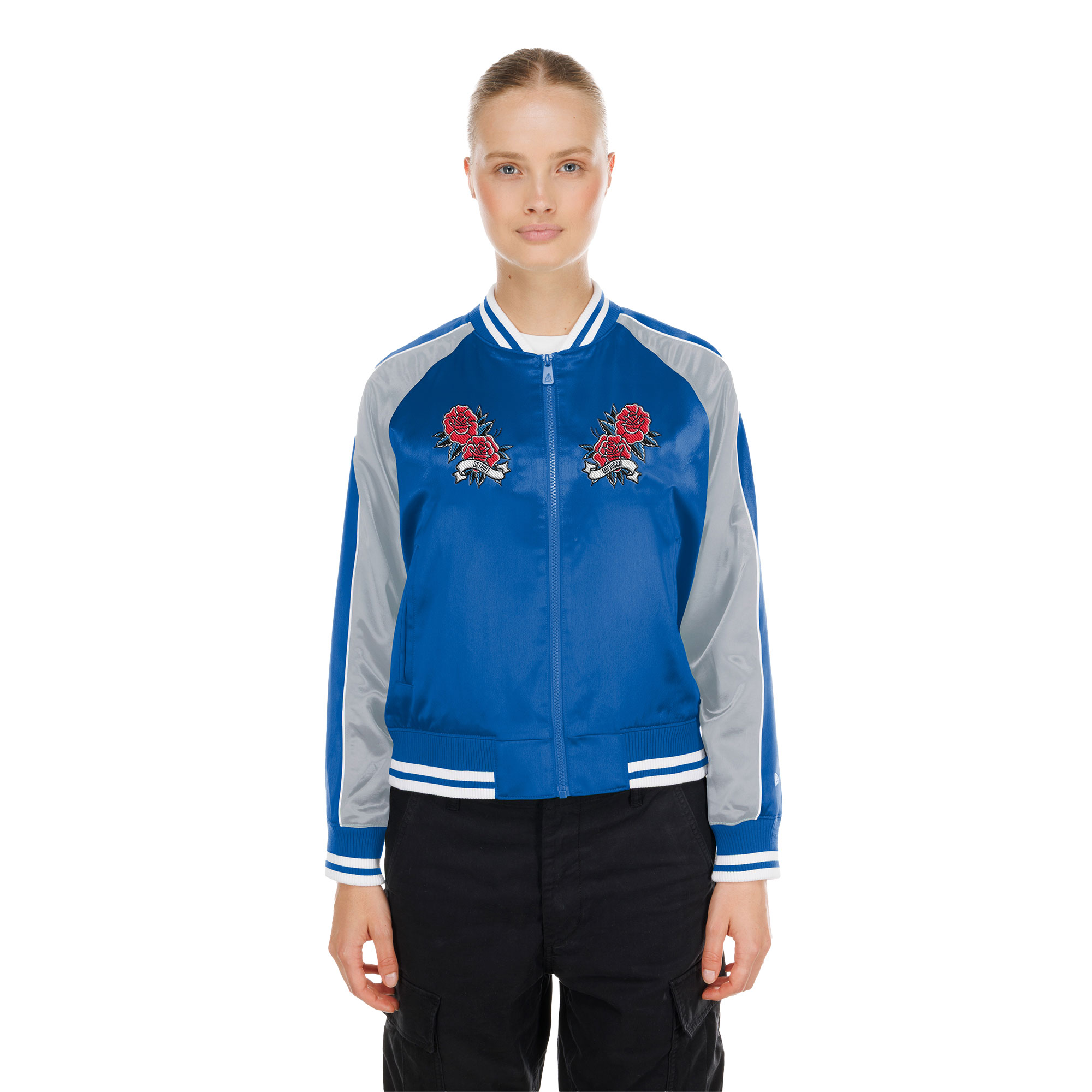 Women's New Era  Blue Detroit Lions Lifestyle Satin Jacket
