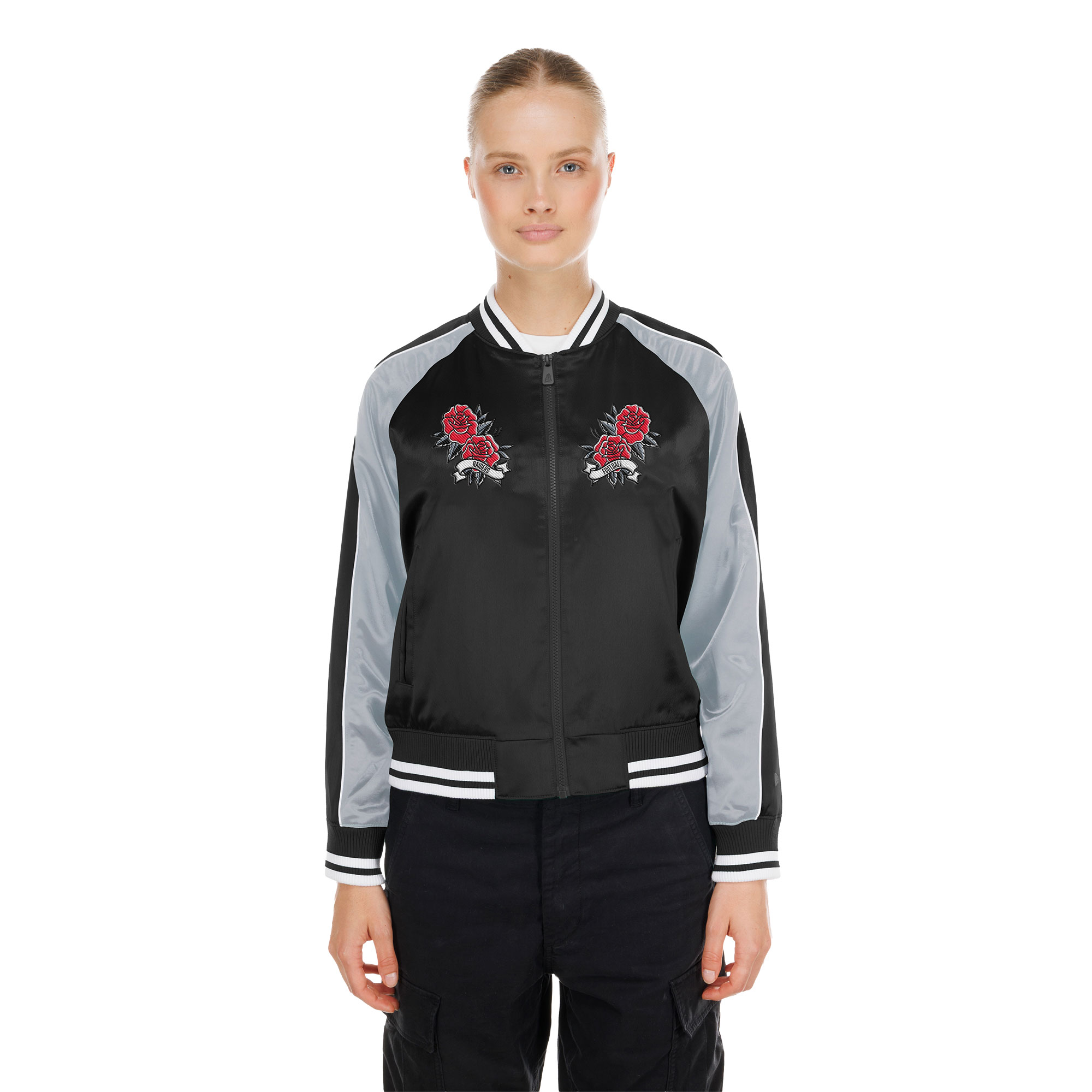 Women's New Era Black Las Vegas Raiders Lifestyle Satin Jacket